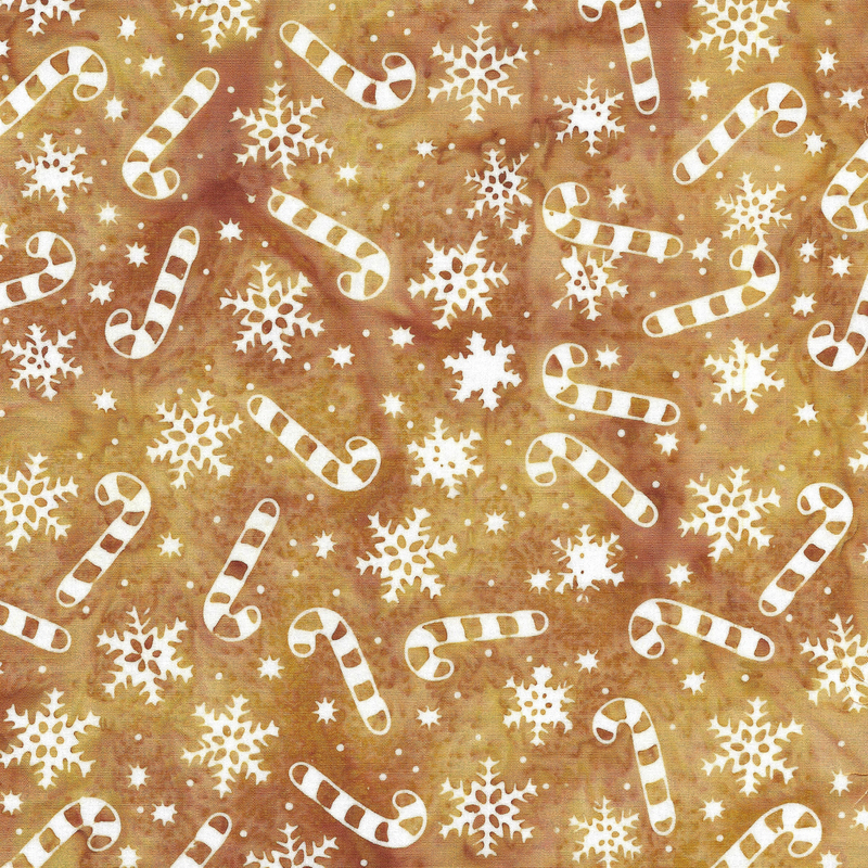 Island Batik - IB 122405265 - Gold Acorn Candy Cane Snowflakes - Merry Moments