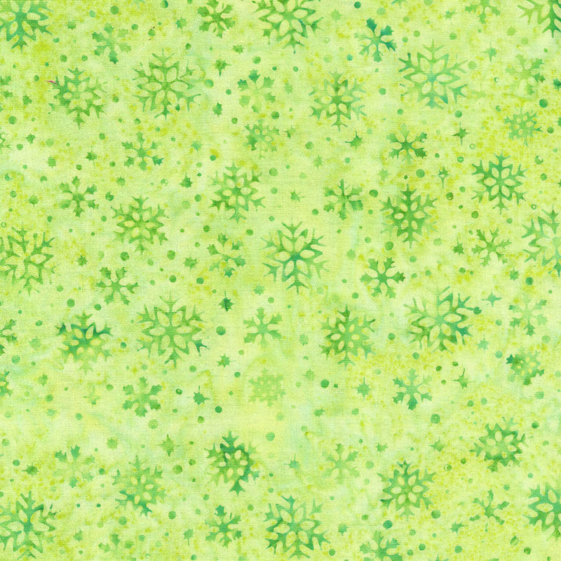 Island Batik - IB 122401615 - Green Pistachio Snowflakes - Bright Tidings
