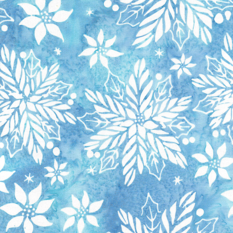 Island Batik - IB 122402510 - Blue Sky Poinsettia Floral - Tinsel Treasures