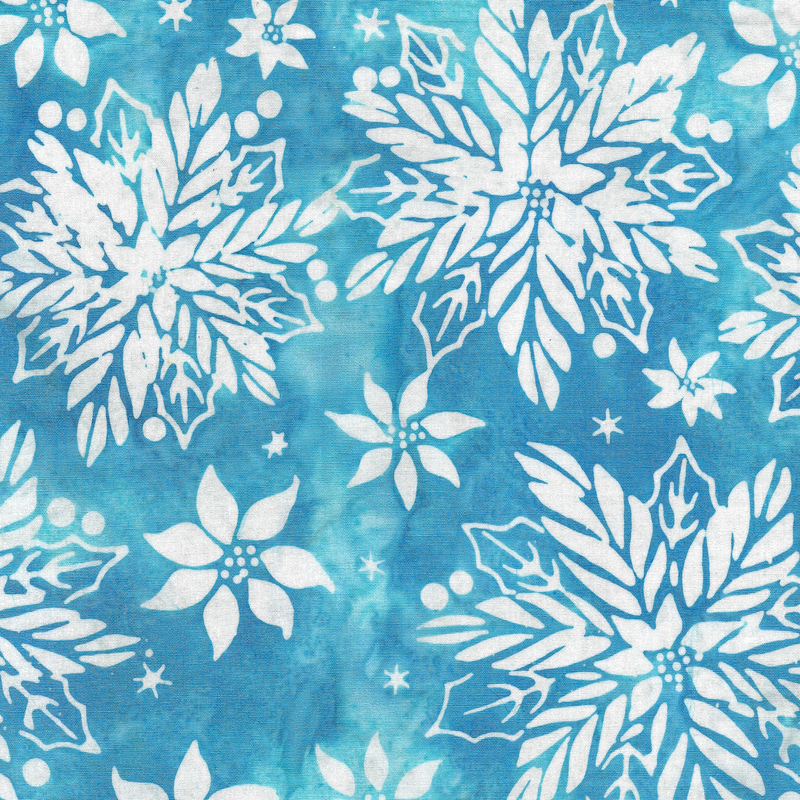 Island Batik - IB 122402940 - Teal Surf Poinsettia Floral - Bright Tidings