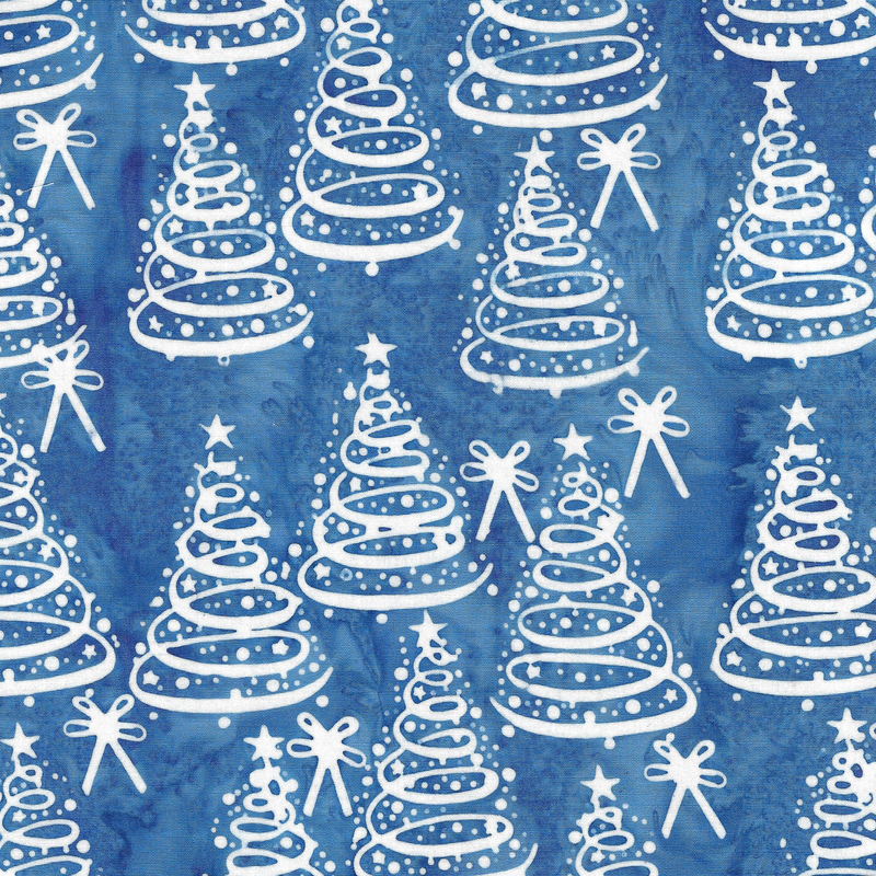 Island Batik - IB 122412570 - Blue Cornflower Christmas Trees - Tinsel Treasures