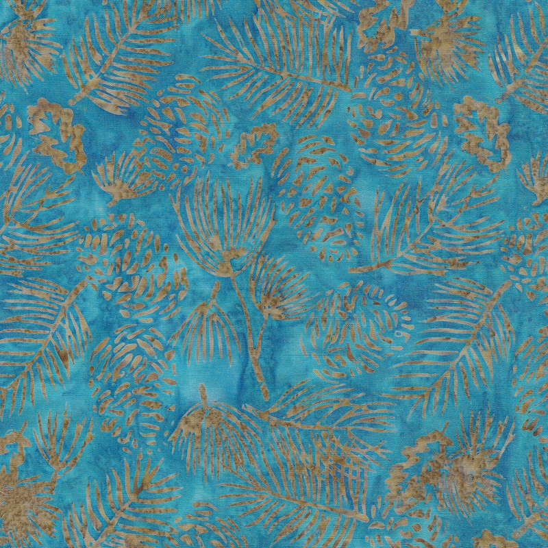 Island Batik - IB 122414527 - Blue Waterfall Pinecone and Needles - Rustic Riches