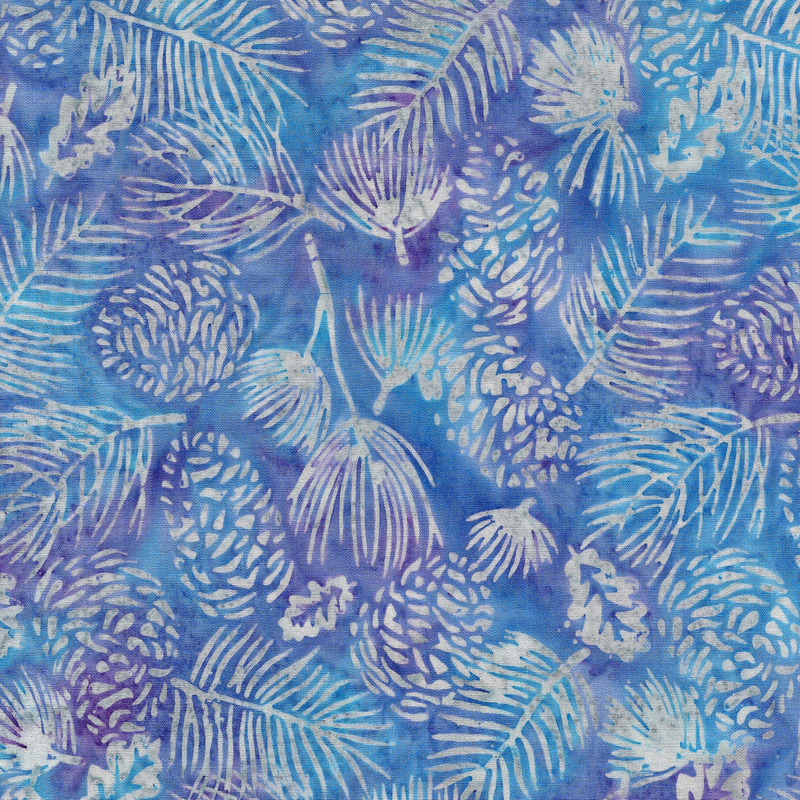 Island Batik - IB 122414828 - Multi Blue Purple Pinecone and Needles - Autumn Twilight