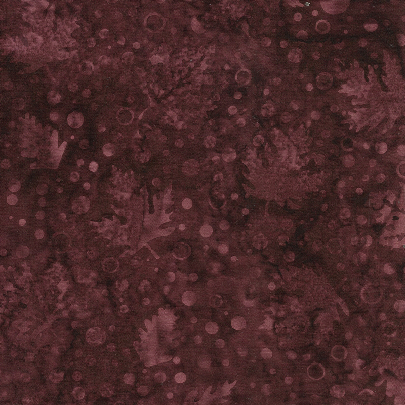 Island Batik - IB 122419078 - Brown Bronze Leaves and Dots - Rustic Riches