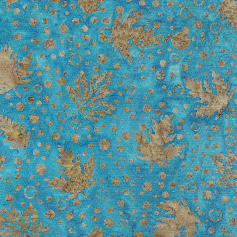 Island Batik - IB 122419527 - Blue Waterfall Leaves and Dots - Rustic Riches