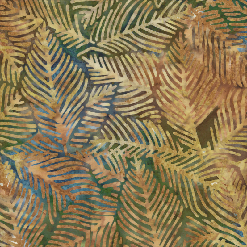 Anthology - 2800Q-X Trail Palm Leaves - Sequoia - Batik Fabric