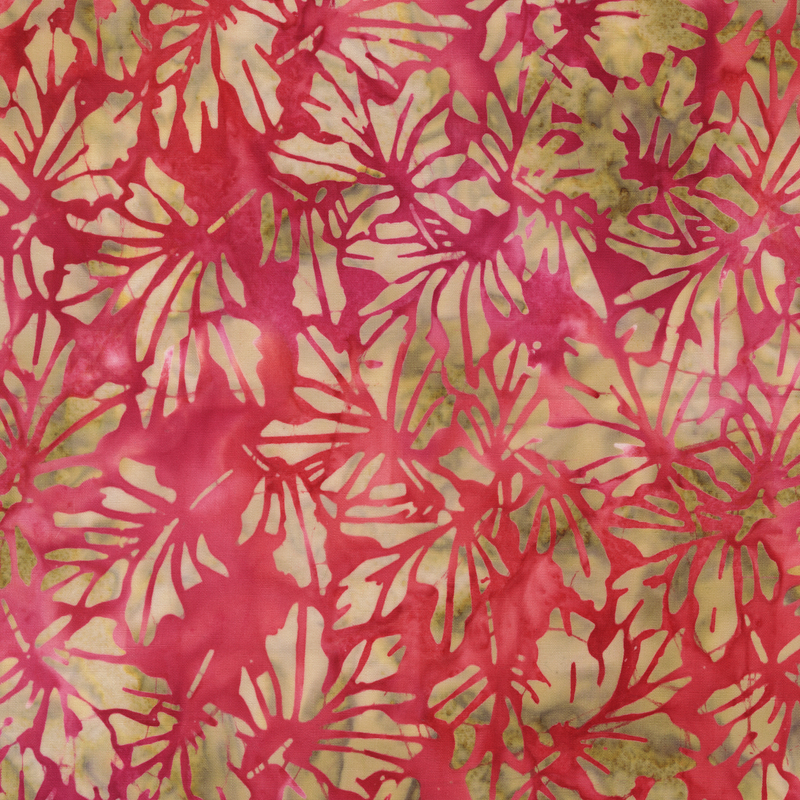 Anthology - 3689Q-X Pink Maple Leaves - Coral Beach by JdJ - Batik Fabric