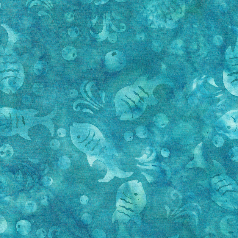 Island Batik - IB 922401940 - Teal Surf Fish - Splish Splash