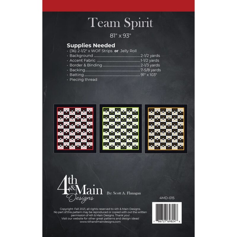 Team Spirit Quilt Pattern - 4th & Main Designs - Scott A Flanagan - Image 2