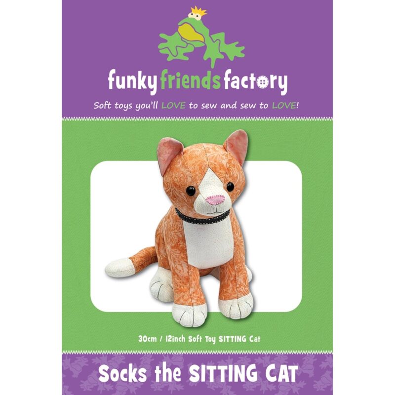 Socks the Sitting Cat - Sewing Pattern - Funky Friends Factory - Pauline McArthur