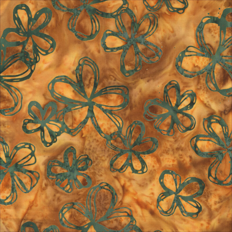 Anthology - 2889Q-X Bronze Flower Sketch - Hazel - Batik Fabric