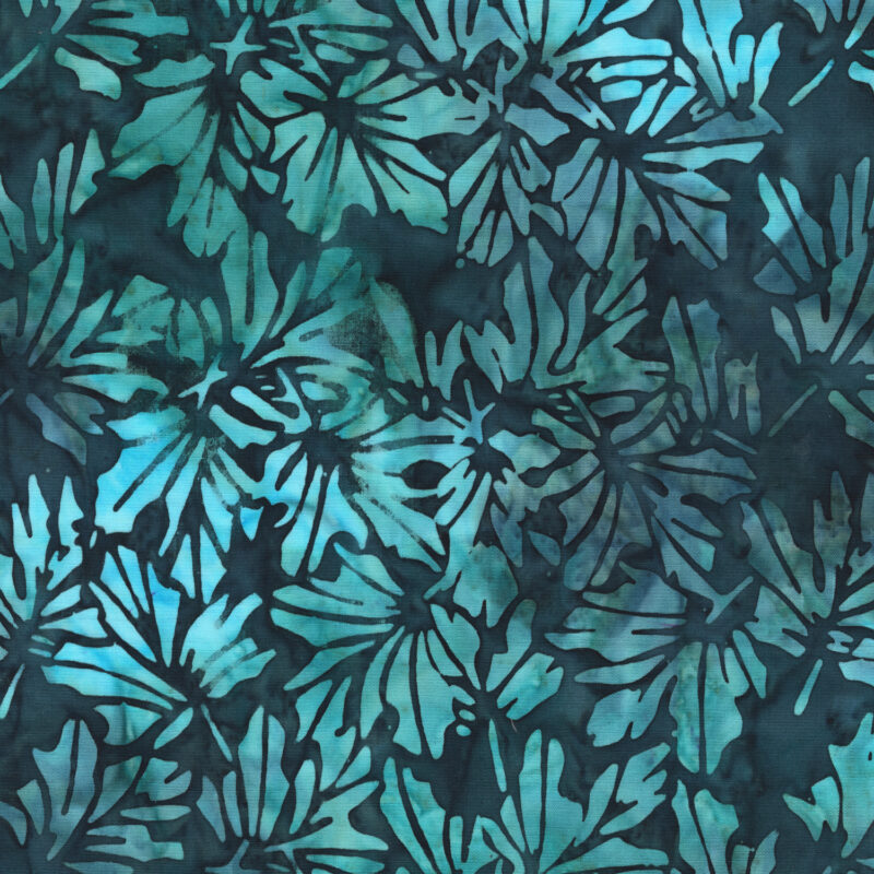 Anthology - 3709Q-X Dark Teal Maple Leaves - Kashmir - JDJ Batik Fabric