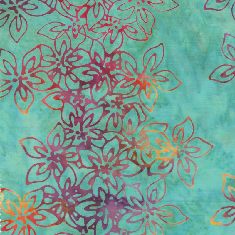 Anthology - 3716Q-X Aqua Azaleas - Kashmir - JDJ Batik Fabric