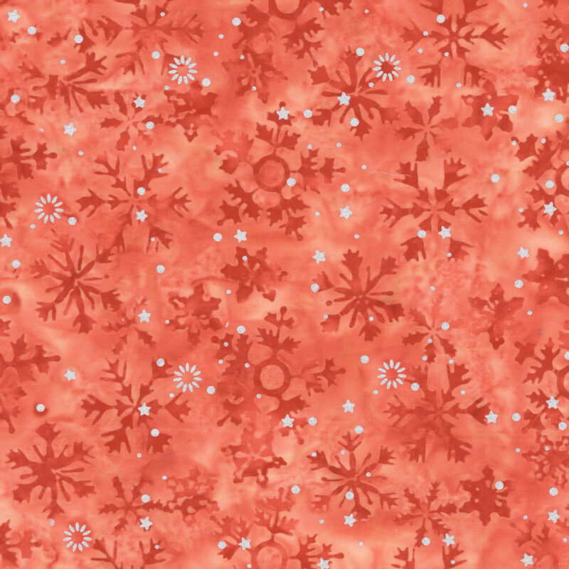 Anthology - 3891QM-X Coral Snowflakes - Ho Ho Ho - JDJ Batik Fabric