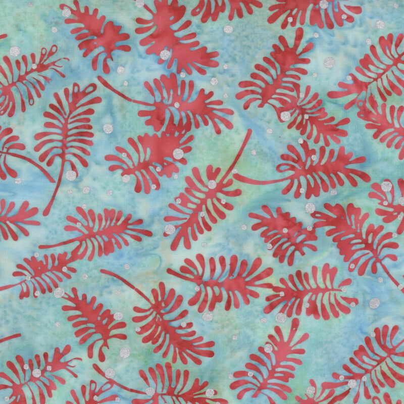Anthology - 3913QM-X Misty Blue Pine Leaves - Wonderful Feeling - JDJ Batik Fabric