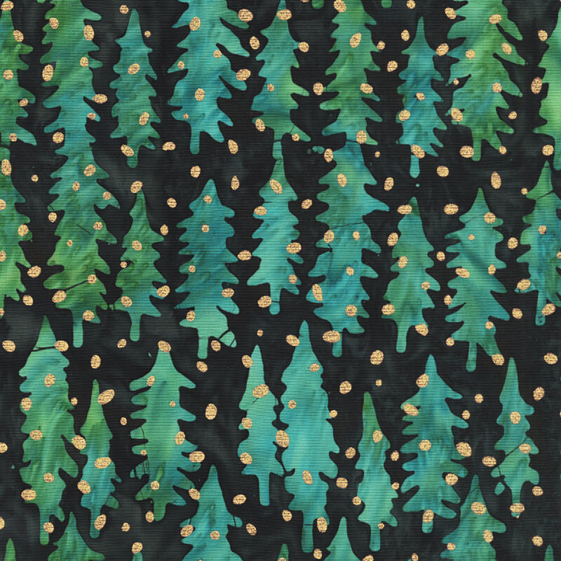 Anthology - 3917QM-X Night Christmas Trees - Sparkly Christmas - JDJ Batik Fabric