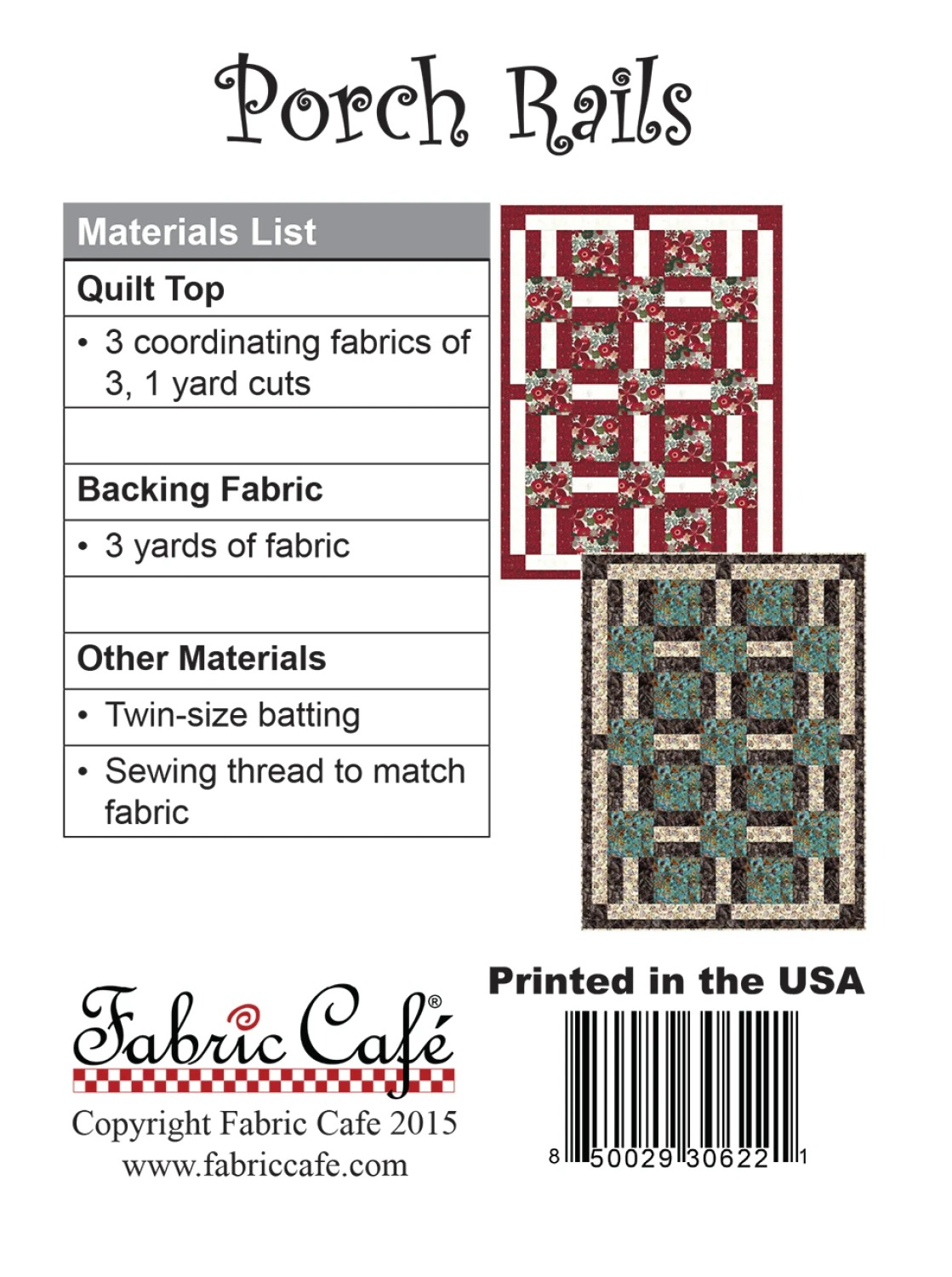 Porch Rails Pattern – Fabric Café – CREEKSIDE QUILTS